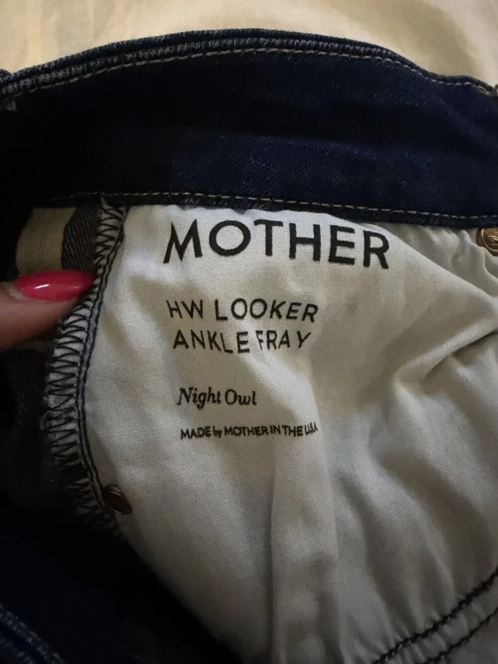MOTHER High Waisted Looker Ankle Fray Women’s Jeans Size 25 Night Owl